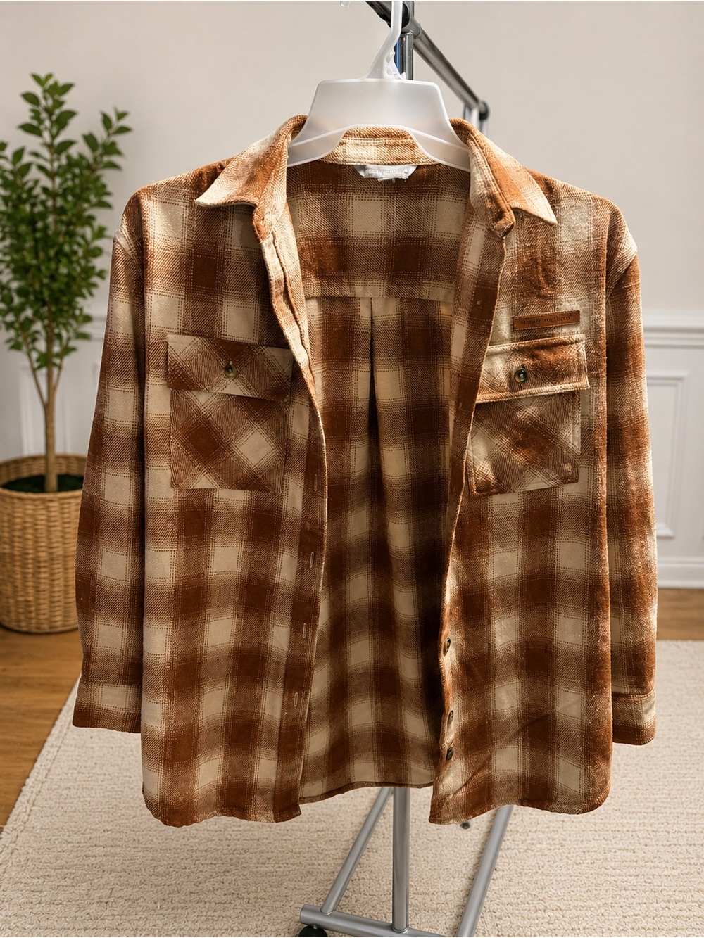 Simply Southern Brown and Cream Plaid Button-Up